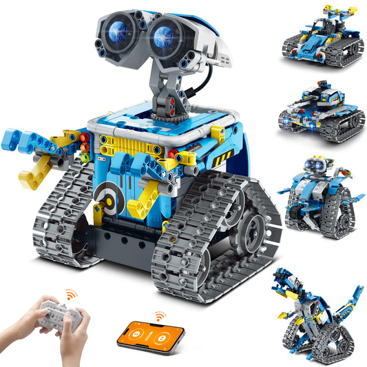 Mibido Robot Building Kit for Kids Aged 8-14 Remote-Controlled or App-Controlled 5in1 STEM Coding Robotic Toys Christmas Birthday Creative Gifts for Boys Aged 6 7 8 9 10 11 12+ New 2024