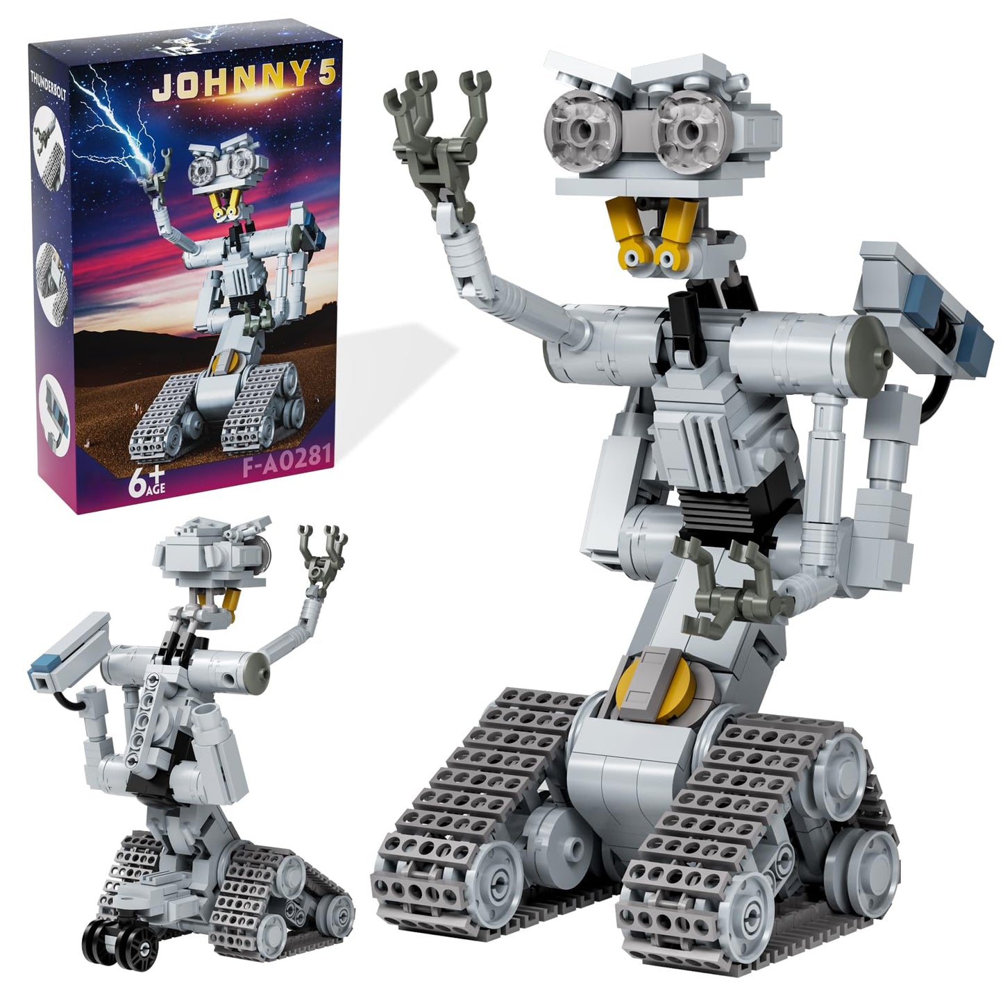 Johnny 5 Robot Short Circuit Building Set Short Open Circuit Figures Robot Model Toys Compatible for Lego Johnny 5 STEM Building Set Building Robots for Kids Gift for Age 6+ Boys & Girls(313 Pcs)