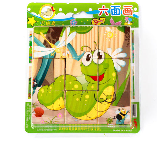 Wooden Six-Sided Puzzle Blocks for Kids