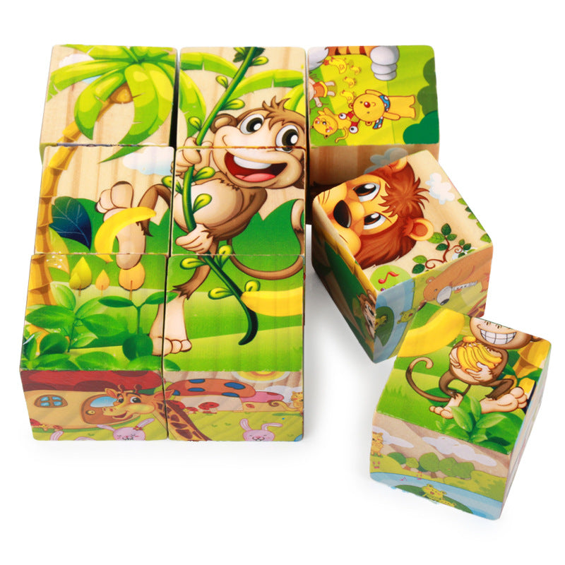 Wooden Six-Sided Puzzle Blocks for Kids