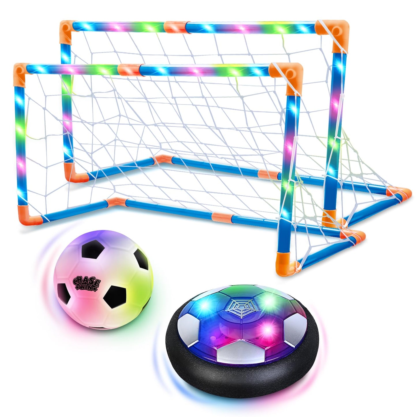 Soccer Ball Toys Game for Kids Age 3 4 5 6 7 8-12 Hover Soccer Ball Set with Hover Soccer Ball Light-Up Indoor Soccer Ball and 2 Glowing Goals Xmas Birthday Gifts for Boy Girl 3-5 4-8 6-8 Year Old