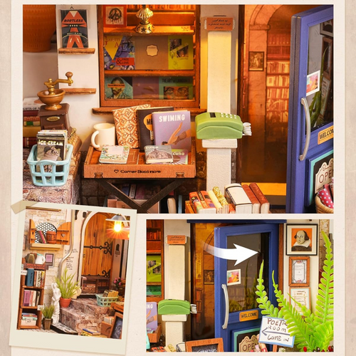 Miniature Corner Bookstore Model Kit