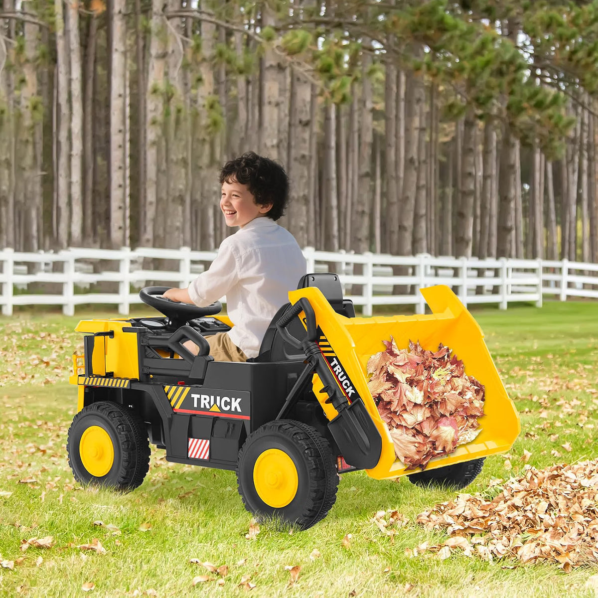 ELEMARA Kids' Electric Dump Truck with Shovel and Remote - 12V