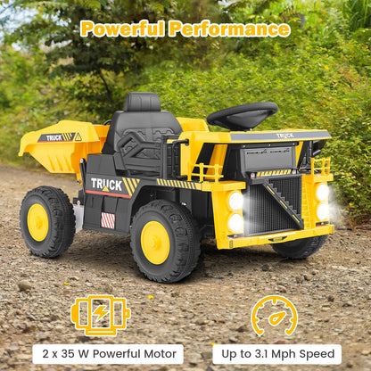 ELEMARA Kids' Electric Dump Truck with Shovel and Remote - 12V