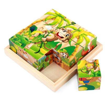 Wooden Six-Sided Puzzle Blocks for Kids