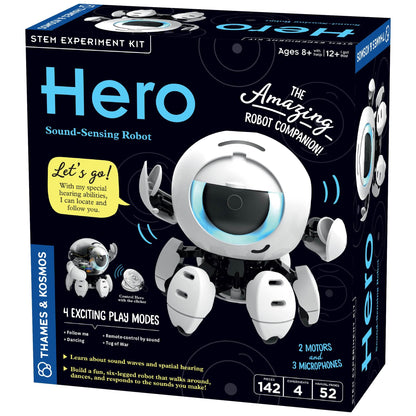 Thames & Kosmos Hero: Sound-Sensing Robot STEM Kit Toy of the Year Finalist Build a Robot that Reacts to Sounds Explore Engineering Sound Technology Spatial Hearing Screen-Free Educational Play