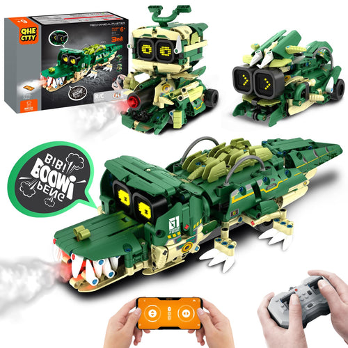 QHECTTY STEM Building Toys for Kids 6-14 Remote & APP Controlled 3in1 STEM Robot Building Kit for Kids with Music Spray 513 Pcs Building Blocks Set Birthday Xmas Gift Ideas for Boys Girls