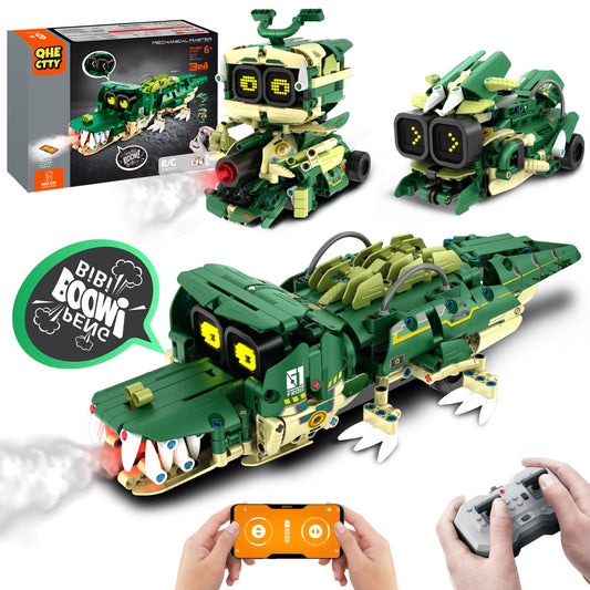 QHECTTY STEM Building Toys for Kids 6-14 Remote & APP Controlled 3in1 STEM Robot Building Kit for Kids with Music Spray 513 Pcs Building Blocks Set Birthday Xmas Gift Ideas for Boys Girls