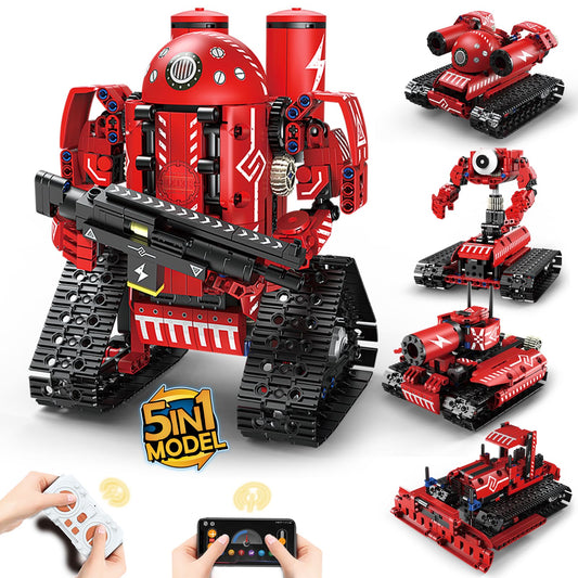 Suplanet STEM Robot Toys for Kids Ages 8-14 5-in-1 Remote Control and APP Programmable Robot Toys - 495 Pcs DIY Building Science Educational Kit Building Block Birthday Present for Teen Boys Girls