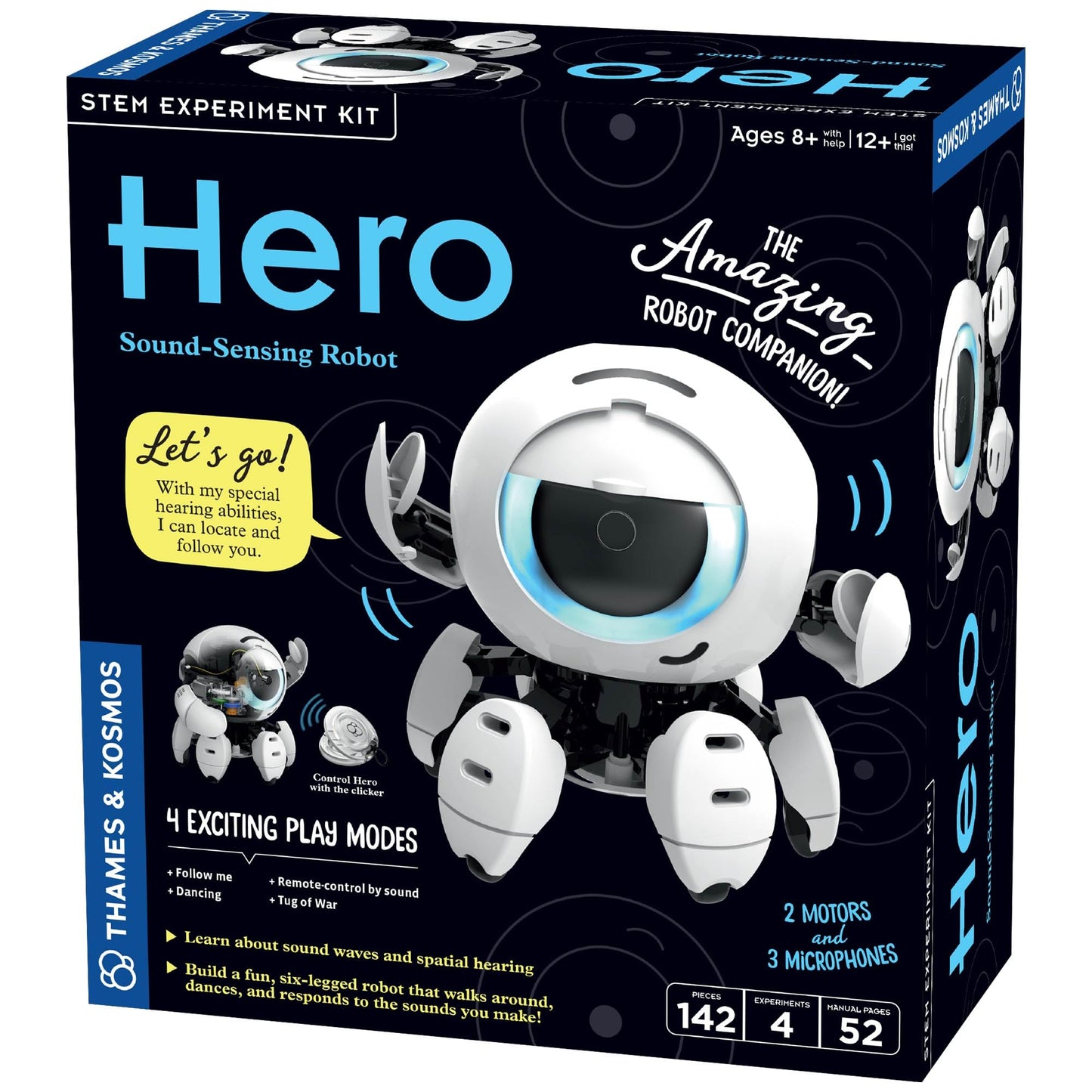 Thames & Kosmos Hero: Sound-Sensing Robot STEM Kit Toy of the Year Finalist Build a Robot that Reacts to Sounds Explore Engineering Sound Technology Spatial Hearing Screen-Free Educational Play