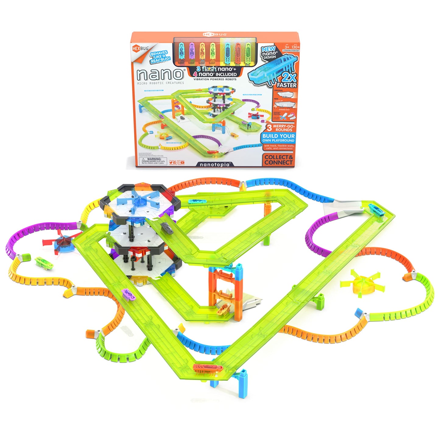 HEXBUG Nanotopia Sensory Toys for Kids & Cats with Over 130 Pieces & 7 Nano Bugs STEM Kits & Mini Robot Toy for Kids Ages 3 & Up Batteries Included
