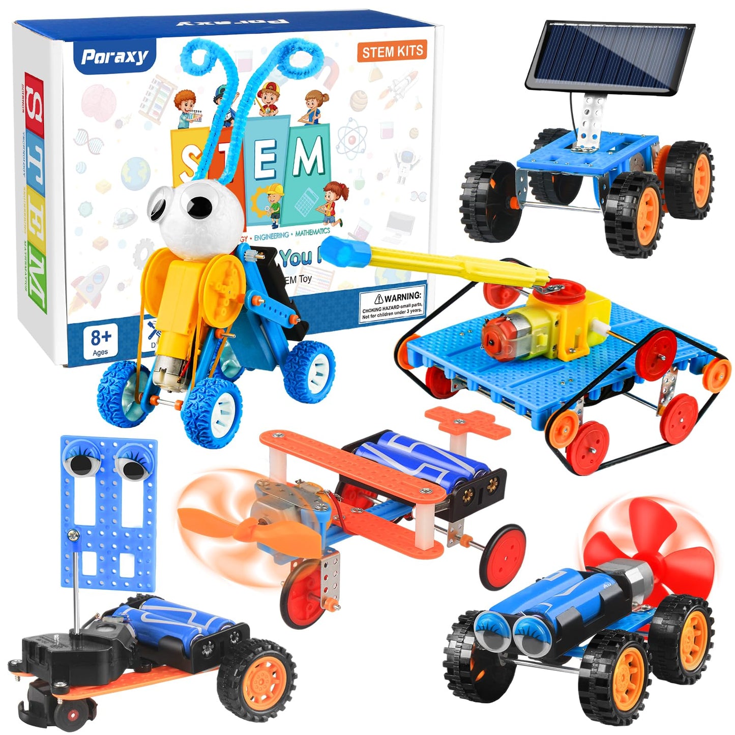 Poraxy STEM Kits for Kids Age 5-7 8-10 6 Set Robot Building Toys for Ages 8-13 Science Activities Engineering Crafts Projects 6-8 8-12 Birthday Gifts for Boys Girls 6 7 8 9 10 11 12 13 Year Old