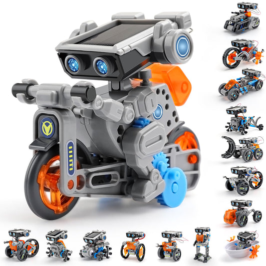 AoHu 15-in-1 STEM Solar Robot Toys Solar & Battery Powered Dual Drive Motor DIY Building Science Kits for Kids Age 8-12 Education Birthday Gift for Boys Girls 8 9 10 11 12 Years Old (212 Pieces)
