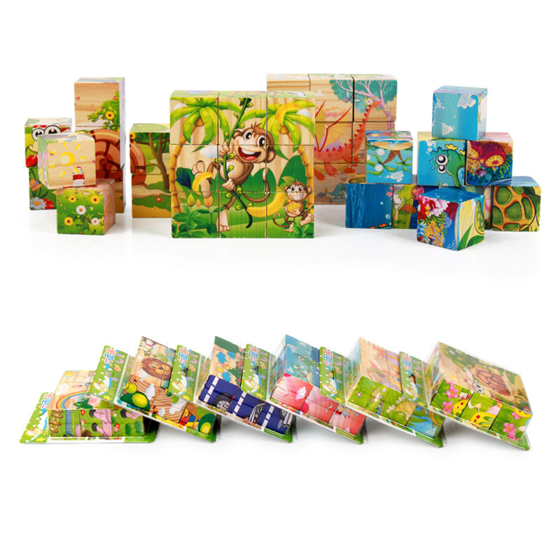 Wooden Six-Sided Puzzle Blocks for Kids