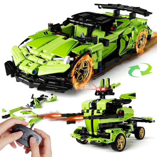 App-Controlled Robot STEM Building Kit - 461 Pcs Educational Blocks for Kids Remote Control Car Toy Set for Boys & Girls (Green)