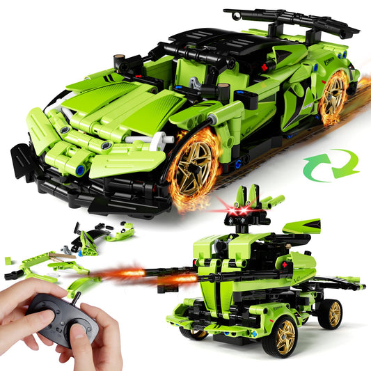 App-Controlled Robot STEM Building Kit - 461 Pcs Educational Blocks for Kids Remote Control Car Toy Set for Boys & Girls (Green)