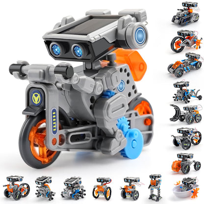AoHu 15-in-1 STEM Solar Robot Toys Solar & Battery Powered Dual Drive Motor DIY Building Science Kits for Kids Age 8-12 Education Birthday Gift for Boys Girls 8 9 10 11 12 Years Old (212 Pieces)
