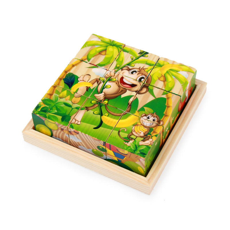 Wooden Six-Sided Puzzle Blocks for Kids